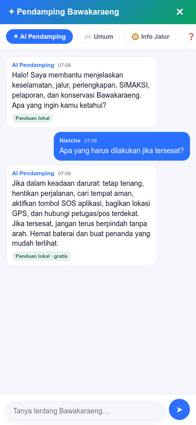 Tampilan AI Pendamping